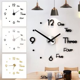 DIY Digital Wall Clock 3D Sticker Modern Design Large Silent Clock Home Office Decor Wall Watch for Living Room Decoration 210325