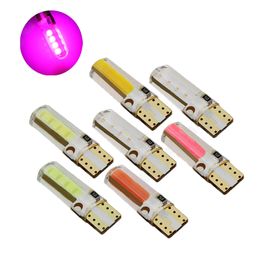 100Pcs Purple T10 W5W 168 194 2825 COB 8SMD Silicone LED Car Bulbs For Clearance Lamps License Plate Lights 12V