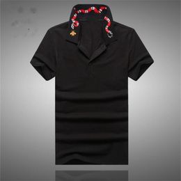 High Novelty luxury Men collar Embroidered Red Snake Fashion Polo Shirts Shirt Hip Hop Skateboard Cotton Polos Top Tee #B95 210329