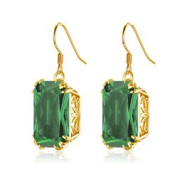 14K Gold Emerald Green Earrings Silver 925 Long Drop Earrings For Women Party Valentines Fine Jewelry Wedding Guest Gifts