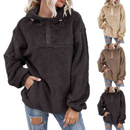 Women Hoodies Oversized Hoodie Harajuku Sweatshirts Jacket Winter Pullover Long-sleeved Hooded Zipper Double-faced Fleece Top Y1118