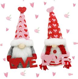 Home Decor Valentine's Day Knitting Love Faceless Gnome Plush Doll Tumbler Oranment Valentine Gift to Lover Girl friend