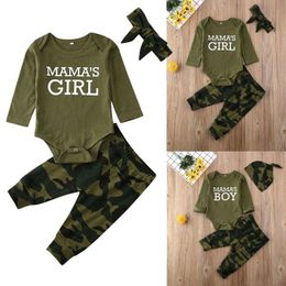 Baby & Children's 0-12M Boys Girls Romper Bodysuit Top Camo Pants Clothes 3PCS Outfit Clothing Sets