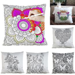 39 Styles DIY Painting Square Home Pillow Case Diy Flowers Cushion Cover Home Decorative Colouring Empty Pillowcase