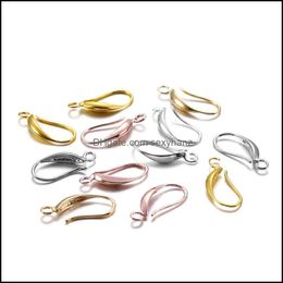 Clasps & Hooks Jewellery Findings Components 12Pcs 17X8Mm Copper Rose Gold French Earring Ear Settings Wires For Diy Making Aessories 1237 Q2