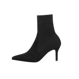 2021 Winter Sock Boots Sexy Knitting Stretch High Heels for Women Fashion Shoes Female Stripe Autumn Ankle Booties Y0910