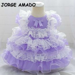 Spring Kids Girls Dresses Lolita Style Lace Cake Dress for Party Wedding Piano Perform Clothes E1972 210610