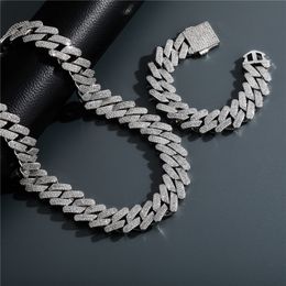 20mm 18-24inch Bling Chains CZ Stone Wide Cuban Chain Necklace Bracelet Links for Men Punk Jewelry Chains