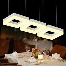 Chandeliers Modern Led Pendant Lights For Dining Room Living Acrylic Aluminium Rectangle Design Lamp Fixtures AC 85-265V