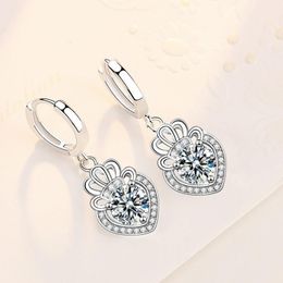 New Trendy 925 Sterling Silver Earrings For Women Wedding Jewelry Exquisite Crown Love Heart Earring Lady Birthday Gift