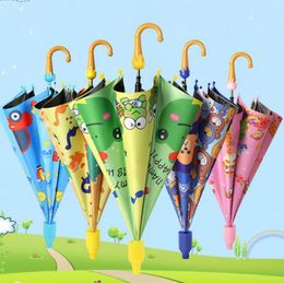 Rain Gear Kids Umbrellas Animals Print Polyester Sunny Rainy Umbrella Hanging Long-handle Straight Umbrella Child Rain Gear