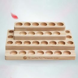 Hooks & Rails Essential Oil Storage Rack 30-Hole Stepped 4-Layer Wooden Shelf Nail Polish Box