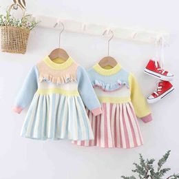 Long Sleeve Sweater Dress Autumn Winter Girls Princess Baby Girl Clothes Sweet Tutu Party Dresses Christmas Little Girl Clothes G1215