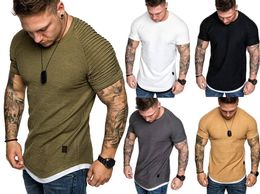 Brand Men's T Shirt Pure Color Wrinkle Raglan Short Sleeve Topshirts for Male Army T-Shirt Casual Sports Fitness Top Tees Military Tshirts Hip Hop Streetwear