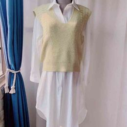 Loose Sleeveless Sweater Spring Autumn Women Vest Sweaters Knitting Joker Knitted Wool Oversize Girls Pullover 210819