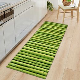 Bamboo Painting Welcome Doormat Long Floor Mats Kitchen Carpet Bedroom Bedside Mats Anti-slip Carpets For Living Room 210622