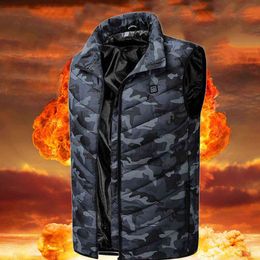 11 Heated Vest Jacket Fashion Men Women Coat Clothes Camouflage Electric Heating Thermal Warm Clothes Winter Heated Hunt 211120