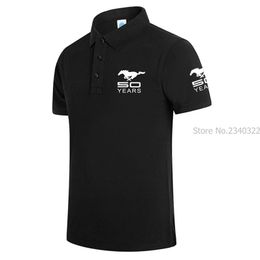 men and women solid colour Mustang 50 years polo shirts short sleeve summer tops 210329