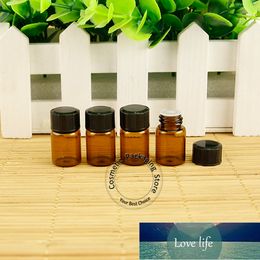 Promotion 50pcs/Lot Glass 3ml Amber Essential Oil Bottle Mini Empty Black Lid Small Women Cosmetic Jar Sample Vial Refillable