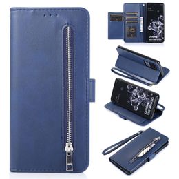 Five Card Slot Wallet Cases With Zipper For iPhone 13 Pro Max 12 Mini 11 XR Samsung S20 S21 Ultra Note 20 A21S A31 A11 A51 A71 5G