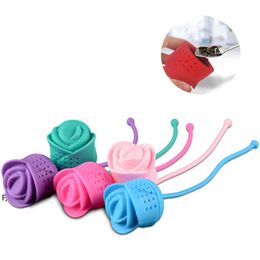 Silicone Tea Strainers Creative Rose Flower Shape Teas Infuser Home Coffee Vanilla Spice Philtre Diffuser Reusable RRF13178