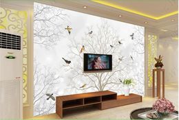 Custom photo wallpapers 3d murals wallpaper Modern abstract tree bird living room tv background wall mural decoration