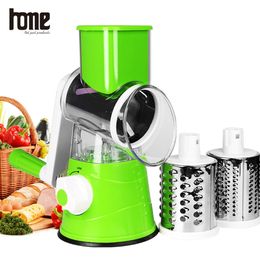 Vegetable Cutter Potato Multi Slicer Cheese Grater Chopper Mandolin Food Crusher Manual 3 In 1 Round Kitchen Accessories Gadget 210317