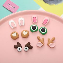 40pcs(20pairs) Cute New Resin Components Rabbit/Deer/Bear/Sheep/Cat Ears Flatback Cabochon DIY Jewelry/Craft Phone Decoration