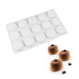 Silicone Mould 15 Cavity Round Shape Cake Decorating tools For Baking Truffle Dessert Chocolate Ice-Creams Mousse Mould 211110