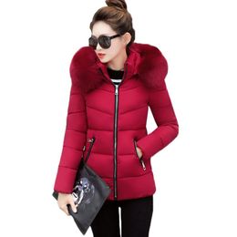 Women's Down & Parkas Winter Women Jacket Hooded Coat Fur Collar Thicken Warm Short Female Plus Size 4XL Outerwear Parka Ladies Basic