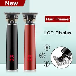 Hair Clipper Electric Hair Trimmer Cordless Shaver LCD Display Trimmer 0mm Men Barber Hair Cutting Machine Rechargeable Timer Beard Cutter