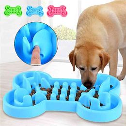 Durable Silicone Pet Dog Cat Interactive Slow Food Bowl Anti-Slip Anti-Gulping Dog Feeder Dishes For Feeding Large Dog Bowls Y200922