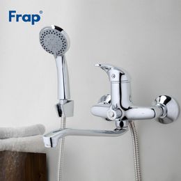 Frap Bathroom Shower Set 300mm Outlet Pipe Chrome Bath Brass Faucet Polished Mixer Tap ABS Head Torneira F2203 Sets