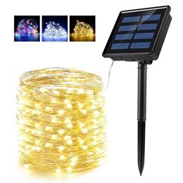 100/200/300 LED Solar Light Waterproof Fairy Garland Lights String Outdoor Holiday Christmas Party Wedding Solar Lamp Decor Y0720