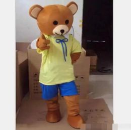 Yellow Tshirt Bear Mascot Costumes Halloween Fancy Party Dress Cartoon Character Carnival Xmas Easter Advertising Birthday Party Costume Outfit