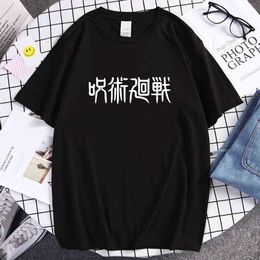 2021 Summer Cartoon Men Tops Jujutsu Kaisen Anime Cool Tee Shirts Brand Casual T Shirt Mens Hip Hop Fashion Street T-Shirts X0621