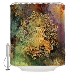 Shower Curtains Flower Of Life Batik Extra Long Fabric Bath Bathroom Decor Sets With Hooks