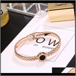 Bracelets Jewelryluxury Titanium Steel Classics Rome Numerals Bangle Fashion Jewelry Rose Gold Bracelet Black Round Concise Wristlet Jewel Wo