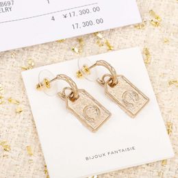 Fashion style special design Charm rectangle shape drop earring for women wedding Jewellery gift have stamp and veletbag box PS3903