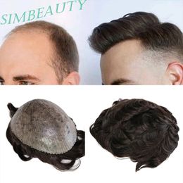 Men's Toupee Hairpieces Replacement System Hair For Man Thin Skin Base Around 100% European Remy Human Hair Wig 10x8" Poly PU