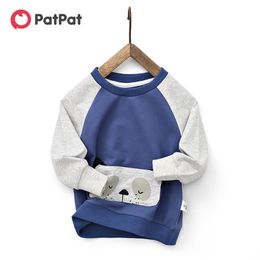 Spring and Autumn Baby Toddler Boy Stylish Animal Deer Colorblock Pullover for Kids Sweatshirt Clothes 210528