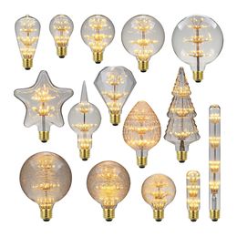 Retro LED Spiral Filament E27 Light Bulb 3W Warm Yellow AC85-265V A60 T45 ST64 T185 T225 G80 G95 G125 Vintage Edison Lamp