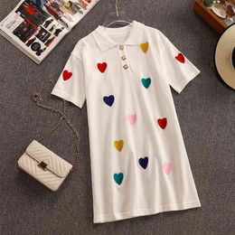 Korean Style Summer Women Short Sleeves Heart-shaped Shirt Dress Female Dresses A1679 210428