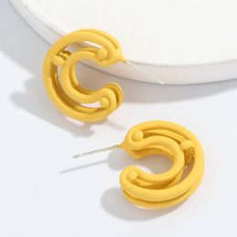 C-Shaped Earring for Women Fashion Multi Layered Candy Colour Metal Stud Earrings Party Jewellery