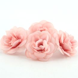 100 pcs 4.5cm Mini Artificial Silk Rose Flower Head DIY Scrapbooking Handmade Flower Kiss Ball For Wedding Decorative 210317