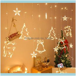 Decorations Festive Supplies & Gardenled Elk Star Bell Moon Christmas Garlands String Fairy Curtain Lights Outdoor For Party Home Xmas Tree