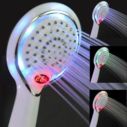 Lcd Shower.Led Hand held Shower Head.3 Colours With Temperature Digital Display. Water Powered Spray