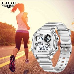 Sport Wrist Watch Women Watches Ladies Watch For Women Clock Female Wristwatch Outdoor Waterproof Dual Display LIGE Brand Hours 210517