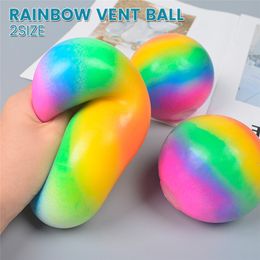 Colorful Rainbow Colorful Stress Balls Rebound Pinch Squeeze Squish Balls Toys Venting Children Adults Decompression Toy 3 size
