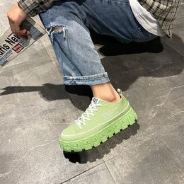 2021 Spring canvas board shoes version of the trend increased men's trendy breathable wild student platform 39-44 two